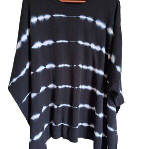 DRAFT Calvin Klein Size L/XL Ikat Tie Dye Oversized Knit Sweater Black White Bea